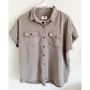 Marine Layer khaki cargo button down shirt sz L